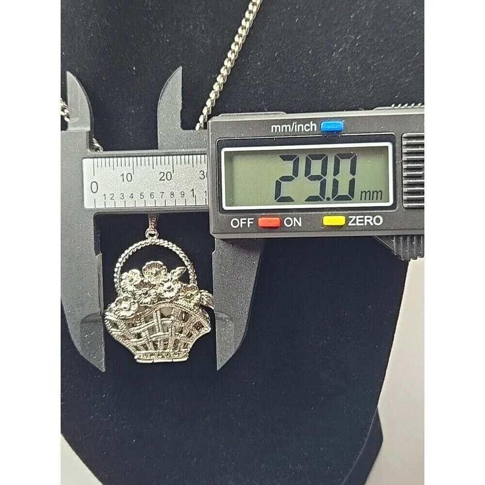 Xanadu Flower Basket Silver Tone Pendant Necklace Watch Quartz New Battery Rare